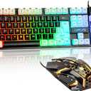CHONCHOW Light Up Keyboard and Mouse Combo, Full Size RGB Gaming LED Keyboard and Rainbow Wired Gaming Mouse for PS4 PS5 Xbox One Computer Desktop PC Gamer Office (Main Black)