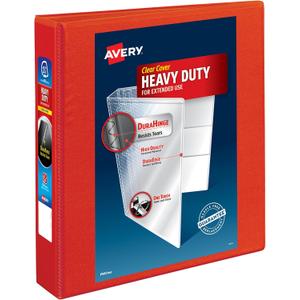 Avery Heavy-Duty View 3 Ring Binder, 1.5 Inch EZD Rings, Great for Portfolios, Office, School Notebooks, and More, 1 Red Binder (79171)
