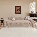 MYSKY HOME Couch Covers for 3 Cushion Couch Sofa, Chenille L Shape Sectional Couch Cover - Pet-Friendly, Machine Washable, Non-Slip Sofa Protector for Dogs, Kids, 71"x118", Khaki Blur Mottling