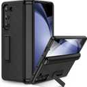 Ruky for Galaxy Z Fold 5 Case, with Magnetic Kickstand and Hinge Protection, Full Body Cases Built-in Screen Protector, PU Leather Phone Case for Samsung Galaxy Z Fold 5, Carbon Fiber