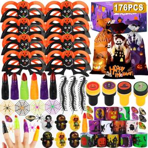 176PCS Halloween Party Favors for Kids, Halloween Goodie Bag Fillers, Bulk Party Favors for School, Non Candy Treats, Kids' Prizes, Trick or Treat