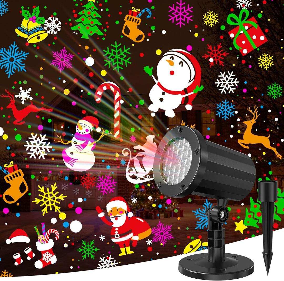 Christmas Projector Lights Outdoor, LED Christmas Light Waterproof Holiday Projector Outdoor for Christmas Decorations Patio Garden Xmas Party