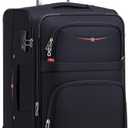 ROPLUS Softside Expandable Luggage with 4 Spinner Wheels, Durable Carry-On Luggage Suitcase (Black, 21-Inch)