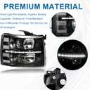 LED DRL Headlights Assembly fit 07-13 Chevy Silverado 1500 2500HD 3500HD NOT Fit 2007(Old Body) Classic Models Halogen Headlamp Clear Reflector Black Housing