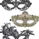 Black Gold Lace Masks Masquerade Masks for Women Couples,Men Mardi Gras Mask,Adults Party Costume Venetian Dress