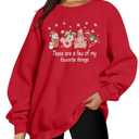MYHALF Christmas Sweatshirt Women Xmas Shirts: Oversized Merry Christmas Crewneck Sweater Funny Magical Snowman Graphic Tops Red XL