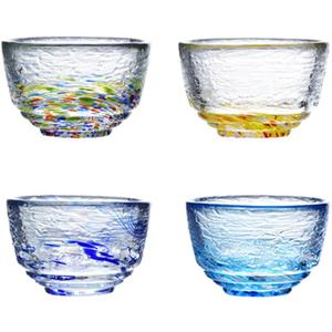 4pcs Glass Colorful Sake Cups Set,Small Wine Cups,Tea Cups Set
