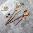 JASHII Rose Gold Silverware Set, 24 Pieces Stainless Steel Copper Flatware Set Cutlery Sets, Include Knife Fork Spoon Teaspoon, Service for 6 (Matte Rose Gold)