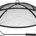 Lineslife Fire Pit Spark Screen, Fire Pit Screen 30 Inch Round with Handle & Poker, Heavy Duty Collapsible Outdoor Fire Pit Mesh Screens, Metal Firepit Lid for Patio Backyard Beach RV Camping, Black