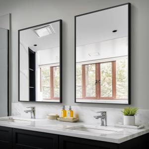 Bathroom Vanity Mirror for Wall, 2 Pack 36" x 24" Metal Framed Rectangular Bathroom Wall Mirror for Over Sink, HD Shatterproof Glass, Hangs Horizontally or Vertically(Black)