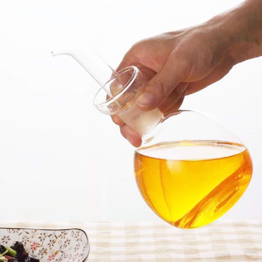 HAIZEEN 18 oz / 540 ml Glass All-Purpose Cruet, Glass Oil Decanter and Cruet (Spherical-18 oz, Smooth surface) (18.3 Ounces)