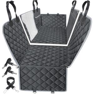 URPOWER 6-in-1 Dog Car Seat Cover for Back Seat, Waterproof Dog Car Hammock with Mesh Window & Side Flap, Pet Backseat Protector for Car, SUV, Truck, Gray