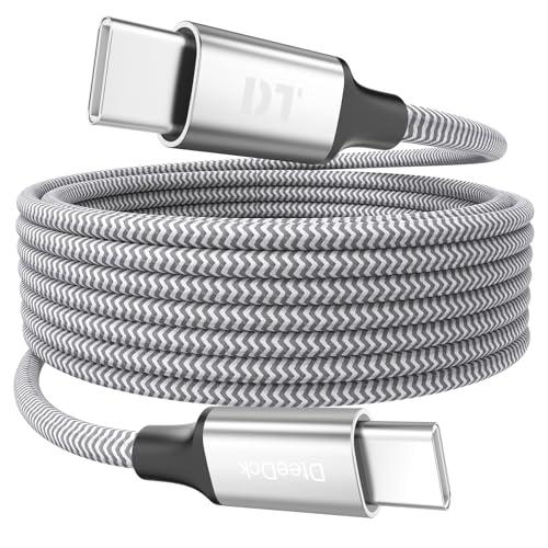 DteeDck 15 Ft USB C Cable Extra Long, 60W Fast Charging USBC to USB-C Cord, 480Mbps Data Transfer Type C Male to Male for Security Camera, Dash Cam, iPhone 17/16/15, Android Phone, iPad, Tablet