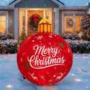 4ft Christmas Inflatables Outdoor Decorations, Cute Blow up Ornament Balls Large Inflatable Christmas Balls with Rotating Red LED, Outdoor Jumbo Ornament for Yard Lawn HolidayRed Merrychristmas