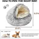 ShinHye Cozy Cat Bed - Round Plush Fluffy Hooded Cave, Indoor/Outdoor, Waterproof & Washable, Calming Anti-Anxiety Design - 23x23 Inch, Grey