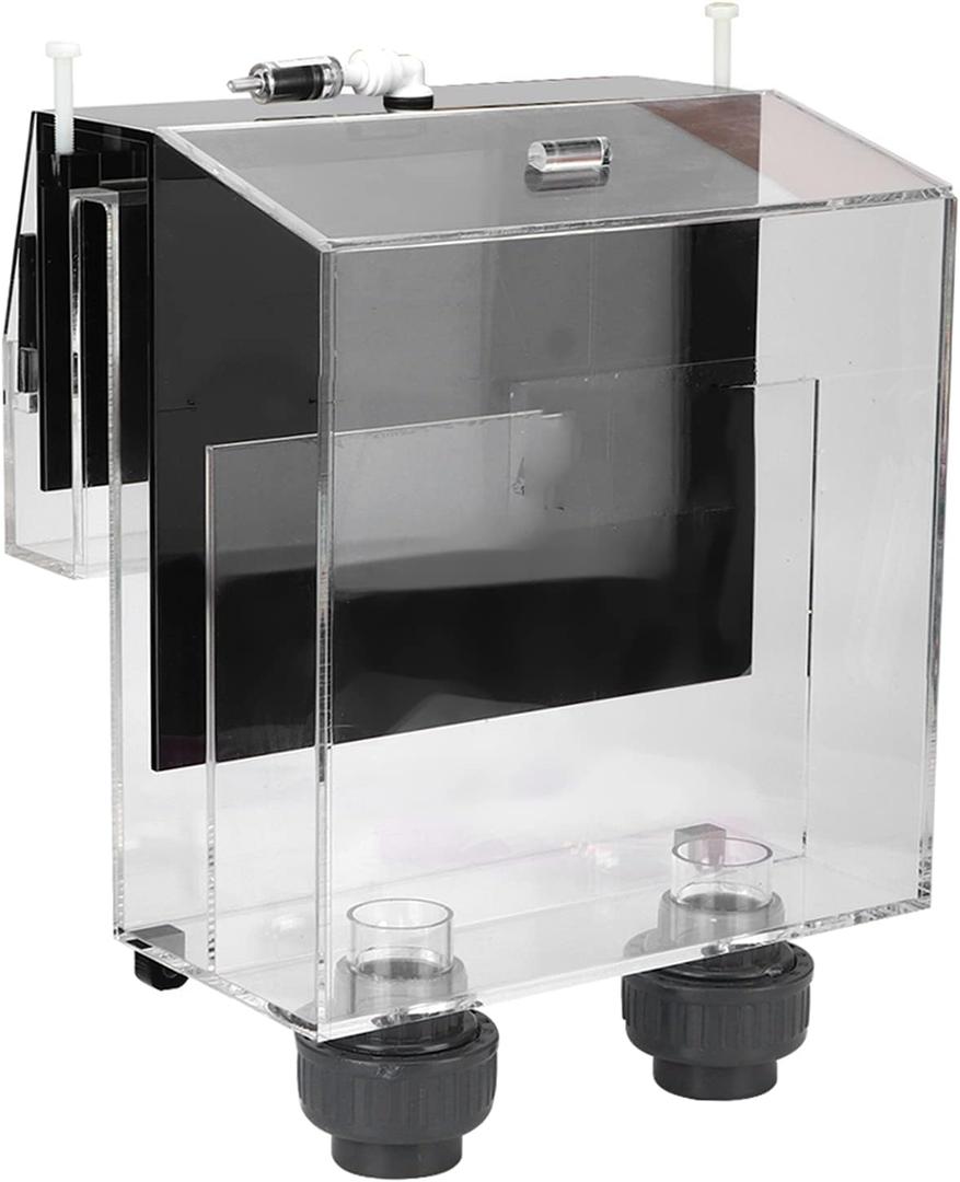 Acrylic Self Start Siphon Hang On Overflow Box, High Light Transmittance, Prevents Debris, Movable Outlet Cover, Check Valve, Fish Aquarium