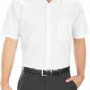 Van Heusen Men's Short Sleeve Dress Shirt Regular Fit Poplin Solid (15.5" Neck, White)