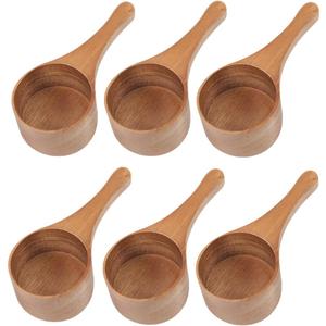 6 Pack Acacia Wood Coffee Scoops, Small Wooden Coffee Spoons for Jars and Containers Set of 6 Tablespoon Bean Scoop Cute Coffee Beans Measuring Scoop for Cooking Bath Salt,