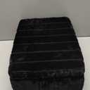 Greenstell Vanity Stool Chair Faux Fur with Storage, 15.7"L x 11.8"W x 19.4"H Soft Ottoman 4 Metal Legs with Anti-Slip Feet, Furry Padded Seat, Modern Multifunctional Chairs for Makeup, Bedroom Black