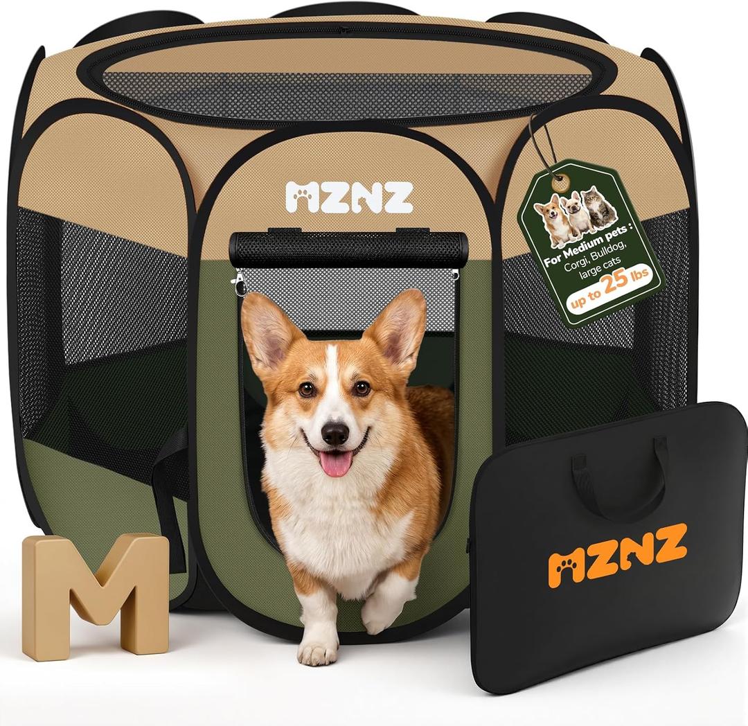 Dog Cat Small Animal Puppy Playpen Crate, Medium, Olive Green