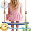 Kids Tree Swing Seat with Tree Straps and Carabiners, Heavy Duty Ergonomic Straight Swing Set for Backyard, Indoor & Outdoor Rope Swing, 264 lbs Blue