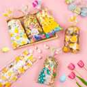 3 x RICEDUO Easter Cellophane Treat Bags, 100 Pieces Clear Cello Gift Bag with Twist Ties, Easter Candy Goodies Bags for Kids Spring Party Favors Supplies
