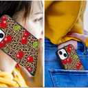 4 x Leopard & Cherry Phone Case for iPhone 13 Cherry Leopard Case Cover TPU Bumper Hard Back Shockproof Phone Case Girly Protective Phone Cover with Pretty Design