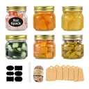 Rainforce Mason Jars 8oz with Gold Lids 6 Pack– Small Glass Jars with Lids, Wide Mouth Half Pint Canning for Food Storage, Jam, Honey, Spice, Candle, Overnight Oats & DIY Projects