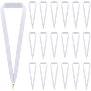 30 Pieces Award Ribbon Medal Ribbons Neck Ribbons for Medals Flat Medal Lanyards Ribbon Lanyard with Snap Clips for Competitions Sports Meeting Party Student Awards (White)