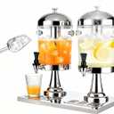 4.5 Gallon Drink Dispenser with Stand, Beverage Dispensers with Ice Core, Spigot, and Ice Shovel, Commercial Hot Cold Juice Dispenser for Parties, Wedding, Hotel Buffet, Banquet, Restaurant (16 L)