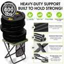 CAMDOOR Portable Collapsible Stool, 16Folding Stool with 3 Side Pockets and Shoulder Strap, Extra Large Camping Chair Supports 400 lbs, Ultralight Portable Seat for Outdoor, Hiking, Fishing (Green)