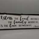 Bless the Food Before Us Wall Decor: Farmhouse Rustic Kitchen Signs Wall Decor Framed Hanging Wall Plaques 12" x 40",Inspirational Quotes The Family Beside Us Signs