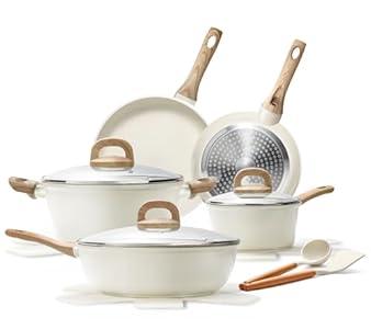 EWFEN 25 Pcs Pots and Pans Set, Nonstick Ceramic Cookware Sets, Healthy Non-Toxic, Large Capacity, Induction Compatible, Cooking Set with Frying Pans & Saucepans, PFAS/PTFE/PFOA Free, Classic Black