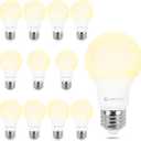 VATION LIGHTING Dimmable A19 LED Light Bulbs 3000K Warm White, 60 Watt Equivalent, Efficient 9 Watt, 800 Lumens, E26 Medium Base, ETL/UL Listed, 12 Pack