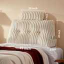 Rycwola Faux Fur Headboard Pillow with 2 Pack Neck Roll Pillow Large Headboard Pillow Soft and Supportive with Removable Cover (Beige, Twin)