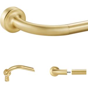 Brass Disc Curtain Rods, 84-144 Inches Window Curtain Rod,Adjustable Room Darkening Curtain Rod with Aluminum Finials and Brackets,Wrap Around Design