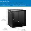 RackPath 12U Wall Mount Network Rack Cabinet Quiet Cooling Fan, Locking Glass Door, 17.7" Deep (450mm), Removable Locking Side Panels, Fits 19" IT & A/V Equipment