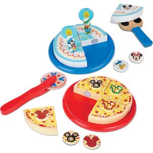 Melissa & Doug Mickey Mouse Wooden Pizza and Birthday Cake Set (32 pcs) - Play Food