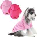 2 Pack Dog Hoodie Warm Hood Dog Sweater Cold Weather Small Dogs Sweatshirt Comfort Pet Clothes for Small Medium Dogs with Pockets Cats Chihuahua Clothes for Male Female Girl Boy Sporty Daily Wear (L (Back: 13.78",Chest: 18.9", 8.8-12.8lbs), Rose+Pink)