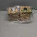 2 Pack Rattan Tissue Box Cover Square, Wicker Tissue Box Holder Facial Tissues Boxes, Hand Woven Square Tissue Box Cover Tissue Holder for Bathroom, Natural