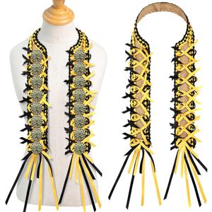 Zeyune 51 Inch Graduation Money Lei Class of 2026 Double Braided Grad Ribbon Leis DIY Graduation Cash Gifts for Congrats Senior High School College Grad Gift(Black and Gold)