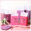 Abbylike 36 Pcs Breast Cancer Awareness Gift Bags with Handle 6 Styles Pink Ribbon Cancers Fighter Gifts Bags with Tissue Paper for Women Breast Cancer Awareness Party Supplies