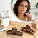 5.5 Inches Extra Large Hair Clips for Long Thick Hair Women’s Jumbo Hair Claw Clips 2 Counts in Set Hair Accessories (light leopard and coffee leopard)