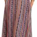 Women's Boho Floral V Neck Maxi Dress Sexy Backless Criss Cross Spaghetti Strap Summer Beach Sundress with Split, M 