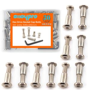 M6 x 1" Hex Drive Socket Cap Bolts Screws Kit, ALLOYPRO 30-Sets Binding Post Screws Socket Cover Connecting Bolt Fixing Post Screw for Furniture Chair Crib Table Cabinets, M6x25mm