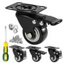 2" Caster Wheels Set of 4 - Heavy Duty Swivel Plate Casters with No Noise Locking, Wheels for Furniture, Cart, Workbench