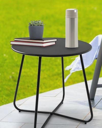 CODIN Set of 2 Outdoor Side Table Outdoor, Metal Side Table Small Round Side Table Weather Resistant End Table Patio Table for Garden Porch Balcony Yard Lawn (2, black)