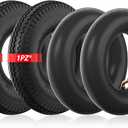 1PZ T25-XX2 2.80/2.50-4" Tire & Inner Tube with TR87 Bent Valve Stem for Utility Cart Dolly Hand Truck Wheelbarrows Trolly Lawn Mowers (2 Set)
