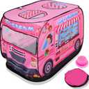 Playbees Musical Ice Cream Truck Pop Up Play Tent with 3 Openings - Tent for Toddlers - Indoor & Outdoor - Pop Up Tents for Kids - Includes Carry Bag and Sound Button- 43.5x28x26.5 Inch