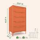 tinge Naima 5-Drawer Premium Fabric Dresser for Bedroom, Waterproof, Orange, 14"D x 23.5"W x 41.8"H
